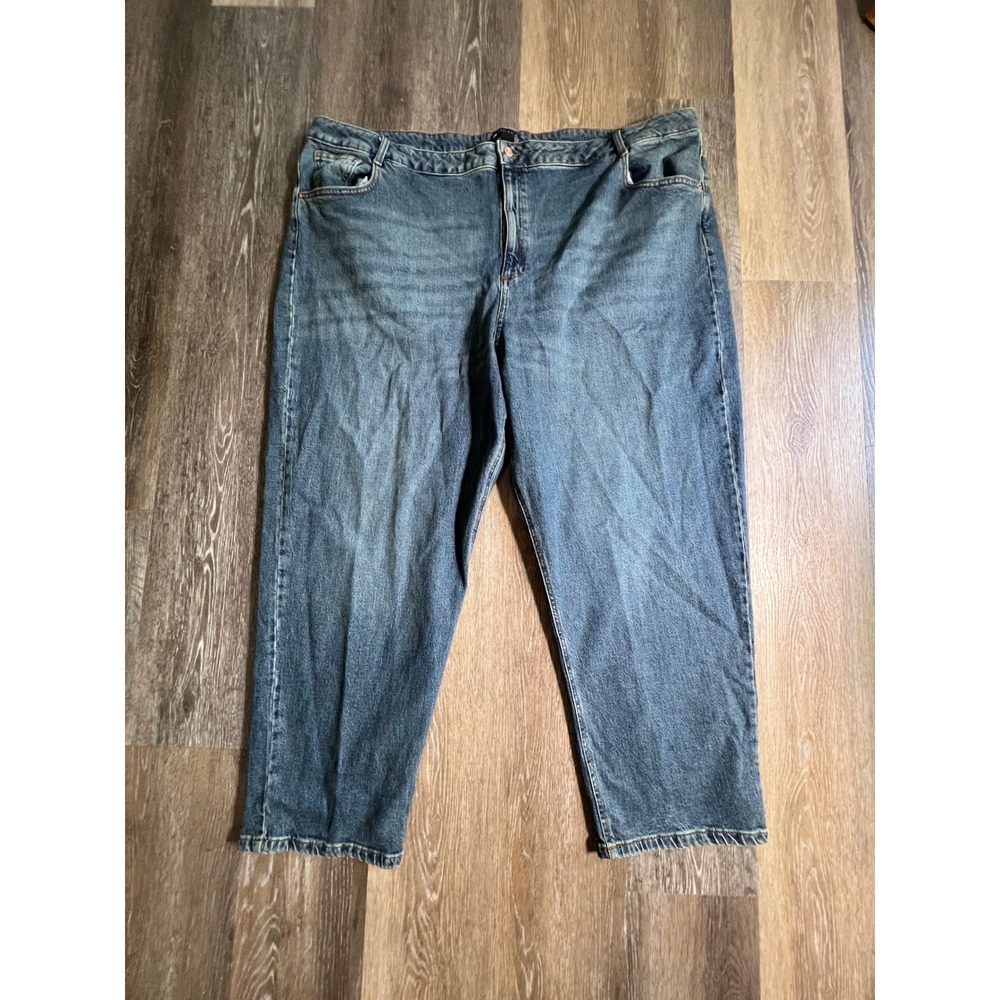 ASOS DESIGN Straight Leg Jeans Womens 24 Blue High‎ Rise Medium Wash Denim